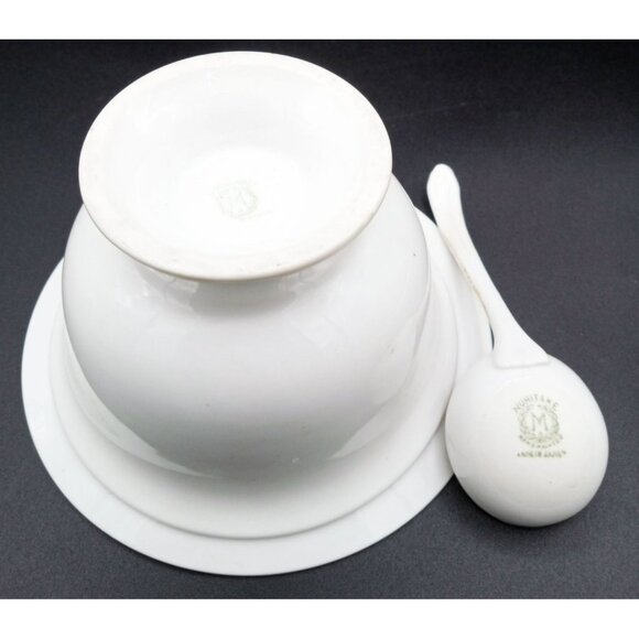 Antique Noritake Bouillon Set 1920s Hand Painted Roses Spoon Saucer Japan - Picture 10 of 13